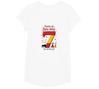 Fiesta de Siete Anos Spanish 7th Birthday Celebration Gift T-Shirt, Girls, White, Medium