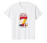 Fiesta de Siete Anos Spanish 7th Birthday Celebration Gift T-Shirt, Kids, White, 12 Years