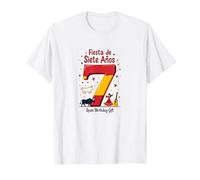 Fiesta de Siete Anos Spanish 7th Birthday Celebration Gift T-Shirt, Men, White, XL