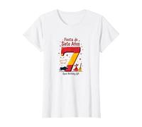 Fiesta de Siete Anos Spanish 7th Birthday Celebration Gift T-Shirt, Women, White, M