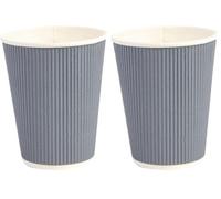 Fiesta Disposable Coffee Cups Ripple Wall Charcoal 340ml / 12oz (50 Pack) - Recycable Cups for Takeaway GP431