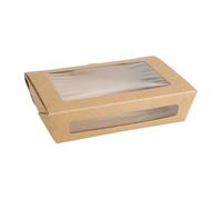 Fiesta Disposable Salad Box with PET Window 1200ml (150 Pack) - Takeaway Container, Ideal for Restaurants, Catering, Microwave Safe FN898