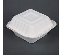 Fiesta DW246 Compostable Disposable Burger Boxes with Side Ridges 152mm (Pack of 500) | Bagasse