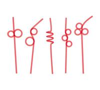 Fiesta First 10 Premium Long Crazy Silly Straws for Kids/Adults Red, Twisty Twirly Fun Colorful Party Spiral Drinking Straws, Recyclable Plastic BPA Free Reusable, Loop Curly Swirly Party Favor