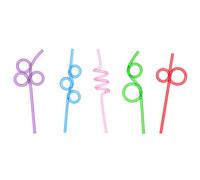 Fiesta First 10 Premium Short Crazy Silly Straws for Kids/Adults Assorted, Twisty Twirly Fun Colorful Party Spiral Drinking Straws, Recyclable Plastic BPA Free Reusable, Loop Curly Swirly Party Favor