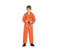 FIESTAS GUIRCA Orange Prisoner Convict Jumpsuit Fancy Dress Child Costume Age 5-6