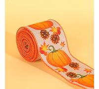Fiesta Party Decorations Thanksgiving Wired Ribbon Pumpkin Maple Leaf Truck Wired Ribbon Wrapping Crafts Ribbon for Autumn Decorations Girl Party Decorations (C, One Size)