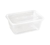 Fiesta Recyclable Clear Plastic Reusable Microwave Safe Containers with Lid, Large 1000ml / 35 ounce, Pack of 250, Freezer Safe, Takeaway Catering Grade CFC-Free Food Safe Containers | DM183