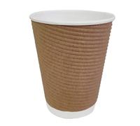 Fiesta Recyclable Coffee Cups Ripple Wall Kraft 12oz (500 Pack)