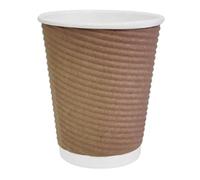 Fiesta Recyclable Coffee Cups Ripple Wall Kraft 225ml / 8oz (500 Pack)
