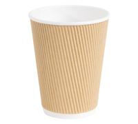 Fiesta Recyclable Coffee Cups Ripple Wall Kraft 340ml / 12oz (Pack of 25) - GP44