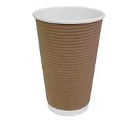 Fiesta Recyclable Coffee Cups Ripple Wall Kraft 455ml / 16oz (25 Pack)