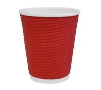 Fiesta Recyclable Coffee Cups Ripple Wall Red 225ml/8oz (Pack of 25)