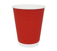 Fiesta Recyclable Coffee Cups Ripple Wall Red 340ml / 12oz (500 Pack)