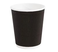 Fiesta Recyclable Coffee Cups Ripple Wall Black 225ml/8oz (Pack of 25)