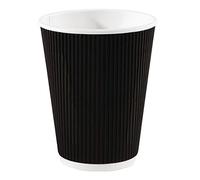 Fiesta Recyclable Hot Cups Ripple Wall Black - 340ml (12oz) (Sleeve 25)