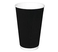 500x Fiesta Hot Cup Ripple Wall Black 16oz Disposable Take Away Travel