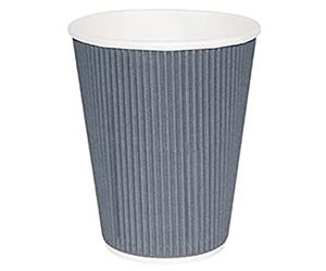 Fiesta Recyclable Hot Cups Ripple Wall Charcoal - 228ml (8oz) (Box 500)