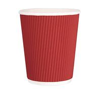 Fiesta Recyclable Hot Cups Ripple Wall Red - 228ml (8oz) (Sleeve 25)