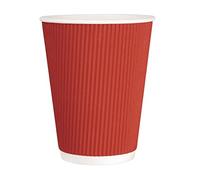 Fiesta Recyclable Coffee Cups Ripple Wall Red 340ml/12oz (Pack of 25)