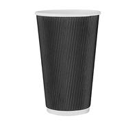 Fiesta Recyclable Ripple Wall Hot Cups 455ml, Sleeve of 25, Black