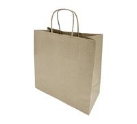 Fiesta Recyclable Twist Handle Paper Bag Brown, Medium, Pack 250 | Sturdy carry loops support heavy takeaway containers, offering an eco-friendly packaging solution for busy cafes.