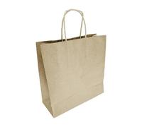 Fiesta Recyclable Twist Handle Paper Bag Brown, Small, Pack 250 | Fits standard takeaway containers securely, providing a commercial-grade carrying solution for cafes and retail.