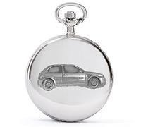 Fiesta Reft 3D Pewter Effect Car Design on a Polished Silver case Men's Gift Quartz Pocket Watch fob