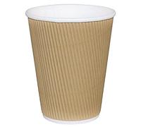 Fiesta Ripple Wall Coffee Cups 8oz (Pack of 500), Kraft Light Brown