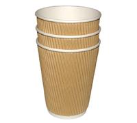 Fiesta Ripple Wall Takeaway Coffee Cups Kraft 455ml 16oz, Pack of 25