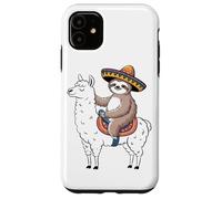 Fiesta Sloth Sombrero Riding Motivation Love Llama Case for iPhone 11