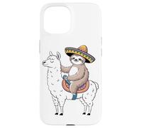 Fiesta Sloth Sombrero Riding Motivation Love Llama Case for iPhone 15