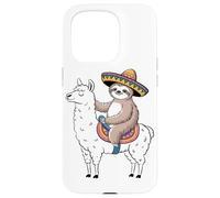 Fiesta Sloth Sombrero Riding Motivation Love Llama Case for iPhone 15 Pro
