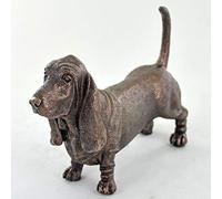Fiesta Studios Bassett Hound Dog Sculpture Cold Cast Bronze Statue Ornament Figurine Home Decor Pets Gift Idea H12cm