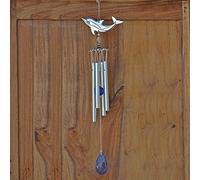 Fiesta Studios Dolphin Wind Chime Silver & Blue Gem Hanging Decor Metal Suncatcher 17"