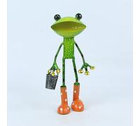 Fiesta Studios Ltd FABULOUS GREEN METAL GARDEN FROG WITH BUCKET SCULPTURE ORNAMENT FIGURE FROGS