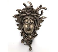 Fiesta Studios Medusa Guardian Head Wall Plaque Sculpture Cold Cast Bronze Gift Home Decor Ornament Snakes H24cm