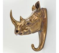 Fiesta Studios Rhino Head Coat Hook, Decorative Wall Accessory Painted Antique Bronze Finish H20cm