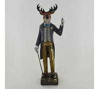 Fiesta Studios The Dapper Stag Statue Vintage Clothing Style Unique Novelty Decor Steampunk Fantasy Animals H27.5cm