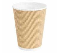 Fiesta Recyclable Coffee Cups Ripple Wall Kraft 340ml / 12oz (Pack of 25) - GP44