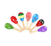 Fiesta Wooden Maracas 7Pcs - Baby Maracas for Party Favors, Classroom Prizes - Random Color