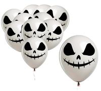FIESTAS GUIRCA | 10 Ghost Face Balloons (30 cm) - Halloween Decoration and Costume Parties - Ideal for Ghost Celebrations and Themed Events - Black and White