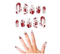 FIESTAS GUIRCA | 12 Bloody Nails with Adhesive - Fancy Dress Accessory for Halloween and Witch Parties - Ideal for Adult Women - Fake Nails for Horror Costumes - White and Red