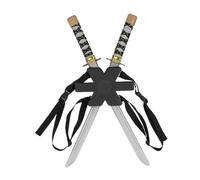 FIESTAS GUIRCA | 2 Samurai Swords for Back (53 cm) - Ninja Warrior Costume Accessory for Carnival Halloween Cosplay Anime Children and Adults - Grey Red