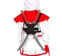 FIESTAS GUIRCA | 2 Toy Samurai Swords - Ninja Fancy Dress Accessory - Ideal for Costume Parties, Halloween and Carnival - Fake Weapons for the Back - Grey and Red