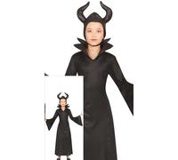 FIESTAS GUIRCA Evil Fairy Girls Fancy Dress Costume - Black Witch Costume including Fairy Headband and Dress - Halloween Girls Costumes Age 7-9 Years