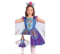 FIESTAS GUIRCA Marvelous Peacock Girls Fancy Dress Costume - Blue & Purple Peacock Dress with Wings - Kids Fancy Dress Costumes Girls - Girls Age 7-9 Years
