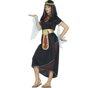 Fiestas Guirca Cleopatra Fancy Dress Women - Egyptian Goddess Dress Black & Gold - Egyptian Queen Fancy Dress Costumes for Women Size S 8-10