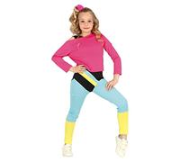 FIESTAS GUIRCA 80s Girl Gymnast Fancy Dress Costume - 90s Outfit with Pink Top and Multicoloured Jumpsuit for Children 5-6 Years