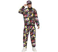 FIESTAS GUIRCA 80s Forever Tracksuit Mens Fancy Dress Costume - Colourful Shell Suit - Jogging Suit Fancy Dress Men Size M 38-40